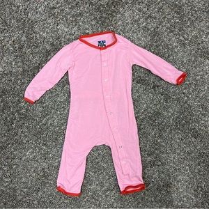 Kickee pants sleeper girls 3-6 months pink one piece baby‎ bamboo